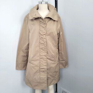 Rainforest Ruched Front Hidden Hood Travel Rain Anorak Trench Jacket